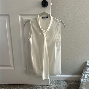 Cream Sleeveless Tie Front Blouse